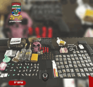 Leia mais sobre o artigo Força Tática do 9° BPM intensifica ações na Operação Território Seguro em Natal e apreende drogas, arma, munições e materiais ilícitos