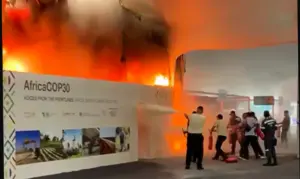 Leia mais sobre o artigo Incêndio atinge pavilhão na COP30 em Belém do Pará no penúltimo dia do evento
