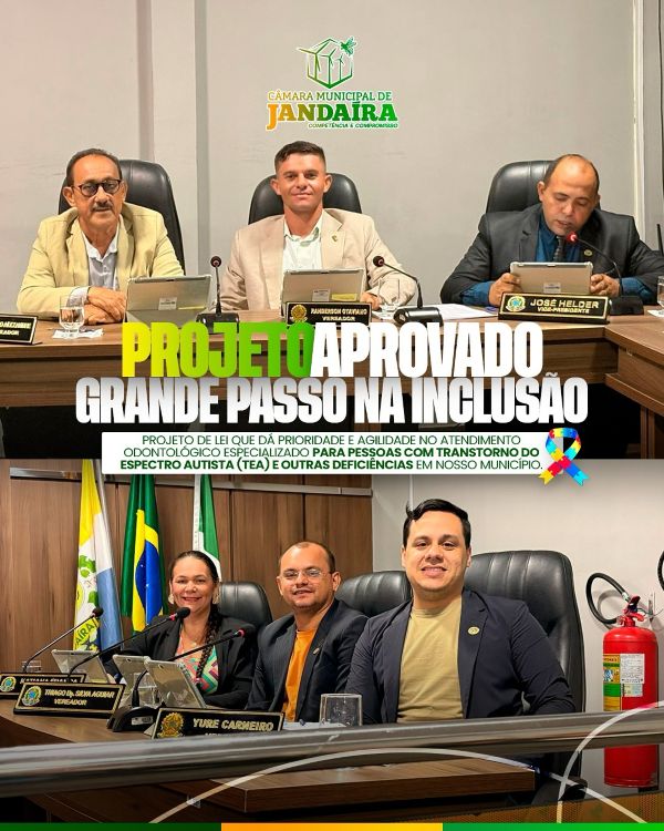 Leia mais sobre o artigo Inclusão e Saúde: Câmara de Jandaíra aprova Projeto de Lei que beneficia pesssoas com autismo e outras deficiências