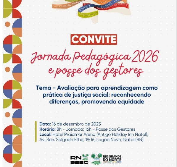 Leia mais sobre o artigo Educação do RN realiza Jornada Pedagógica 2026 com posse dos novos gestores escolares eleitos nesta terça-feira