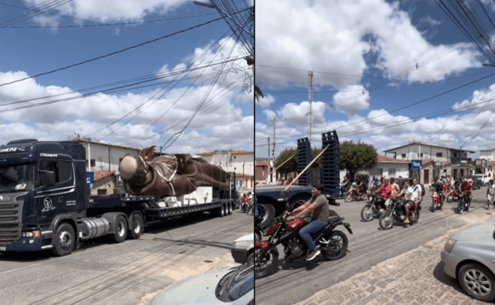 No momento, você está visualizando Estátua de São Francisco de Assis, com 17 metros, chega a Riachuelo e é recebida com motociata