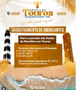 Leia mais sobre o artigo Prefeitura de Touros inicia cadastramento de ambulantes para o Réveillon 2026