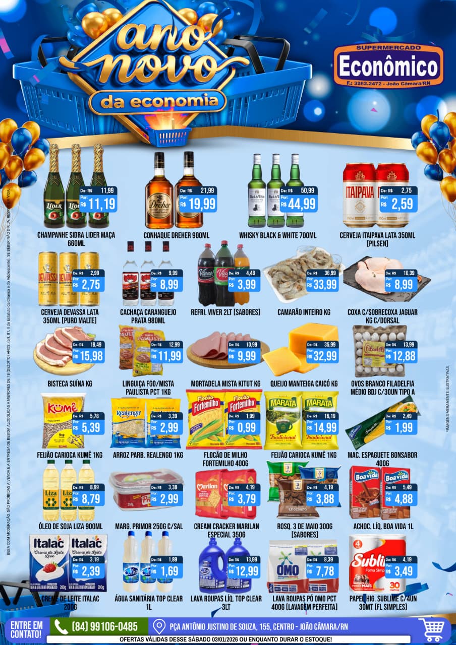 No momento, você está visualizando Confira o encarte de Ofertas Ano novo do Supermercado Econômico para este sábado
