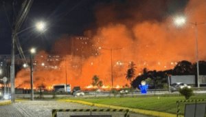 Leia mais sobre o artigo Incêndio de grandes proporções em área de mata causa medo entre moradores de Emaús, em Parnamirim