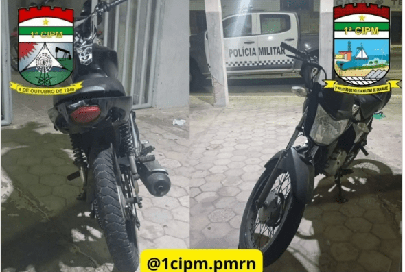 Leia mais sobre o artigo Polícia Militar recupera motocicleta com registro de roubo no centro de Guamaré