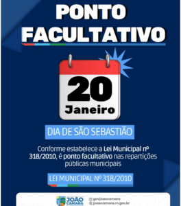 Leia mais sobre o artigo Terça-feira (20) será ponto facultativo nas repartições públicas de João Câmara