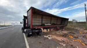 Leia mais sobre o artigo Caminhão com 7 mil cervejas tomba no RN e tem carga saqueada