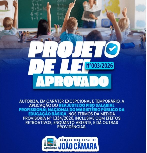 Leia mais sobre o artigo Câmara de João Câmara aprova projeto que autoriza reajuste do piso nacional  do magistério