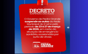 Leia mais sobre o artigo Pedra Grande: Rede municipal tem aulas suspensas por cinco dias devido a surto de virose