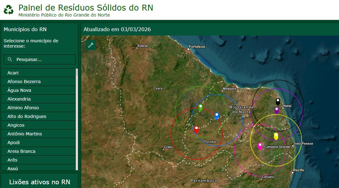 Leia mais sobre o artigo Painel de Resíduos Sólidos: MPRN disponibiliza ferramenta que consolida dados e auxilia na busca da erradicação dos lixões