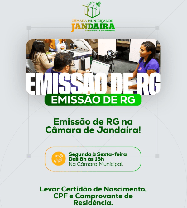 Leia mais sobre o artigo Câmara Municipal de Jandaíra inicia nova etapa da emissão gratuita de RG