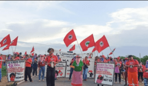 Leia mais sobre o artigo Mulheres do MST realizam protesto nas BR 101, em Touros e 405 em Apodi