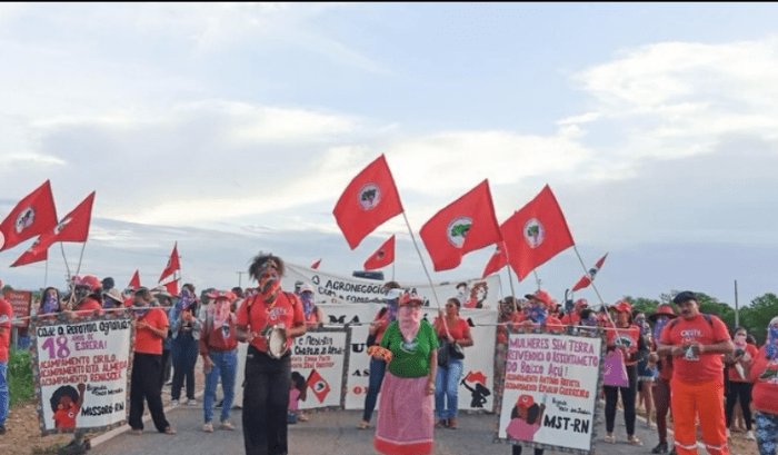 Leia mais sobre o artigo Mulheres do MST realizam protesto nas BR 101, em Touros e 405 em Apodi
