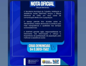 Leia mais sobre o artigo Prefeitura de Poço Branco lança “Disk Denúncia do CRAS” para fortalecer transparência nos serviços sociais
