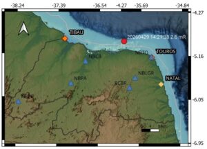 Leia mais sobre o artigo Terremoto registrado próximo a Caiçara do Norte, litoral do RN