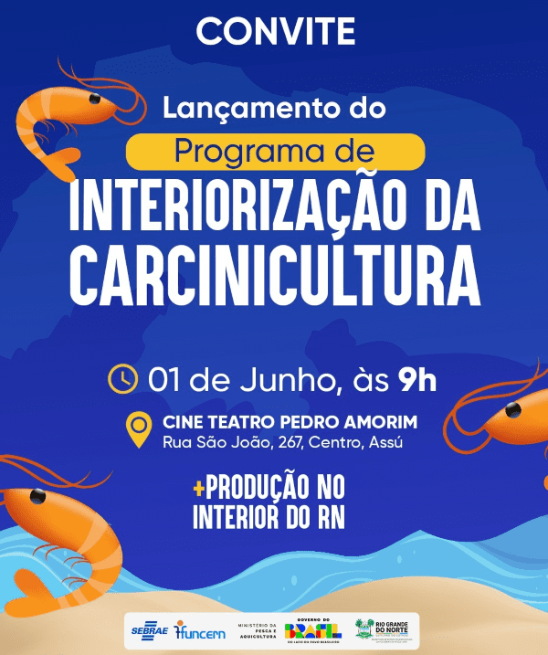 Leia mais sobre o artigo Governo do RN lança Programa de Interiorização da Carcinicultura para fortalecer produção no interior potiguar