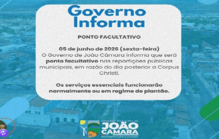 Leia mais sobre o artigo Prefeitura de João Câmara decreta ponto facultativo para sexta-feira, 5 de junho
