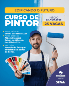 Leia mais sobre o artigo SINDUSCON Oeste RN e SENAI oferecem 25 vagas gratuitas para curso de Pintor de Obras em Mossoró