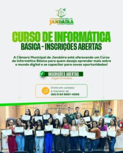 Leia mais sobre o artigo Câmara de Jandaíra abre inscrições para mais um Curso de Informática Básica 