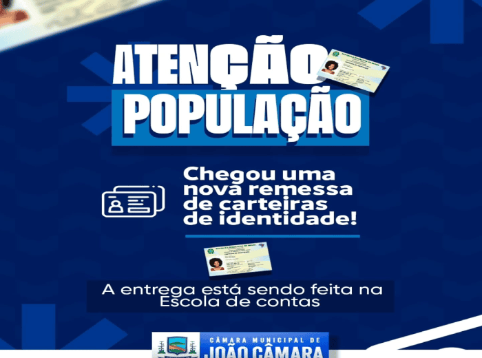 Leia mais sobre o artigo Câmara Municipal de João Câmara anuncia novo lote de carteiras de identidade