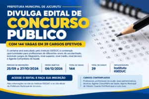 Leia mais sobre o artigo Prefeitura de Jucurutu divulga edital de Concurso Público com 144 vagas e salários de até R$ 4.867,69