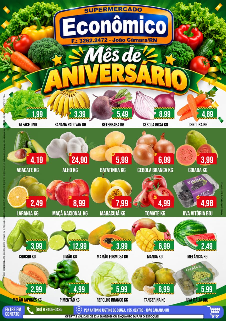 No momento, você está visualizando Confira os encartes de Ofertas do Supermercado Econômico para esta quarta-feira, 23/09/2026
