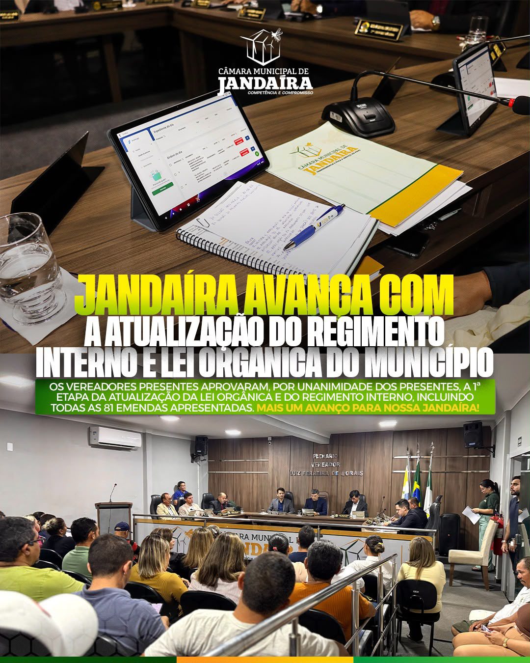 Leia mais sobre o artigo Jandaíra avança com a atualização do Regimento Interno e Lei Orgânica do Município