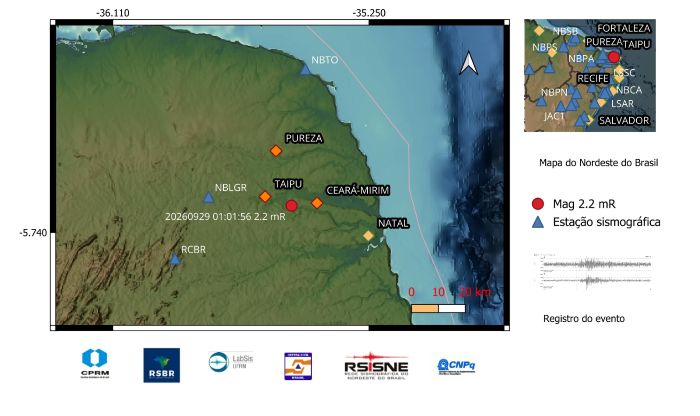 Leia mais sobre o artigo Tremor de terra registrado na plataforma continental do Rio Grande do Norte é sentido na zona rural de Taipu