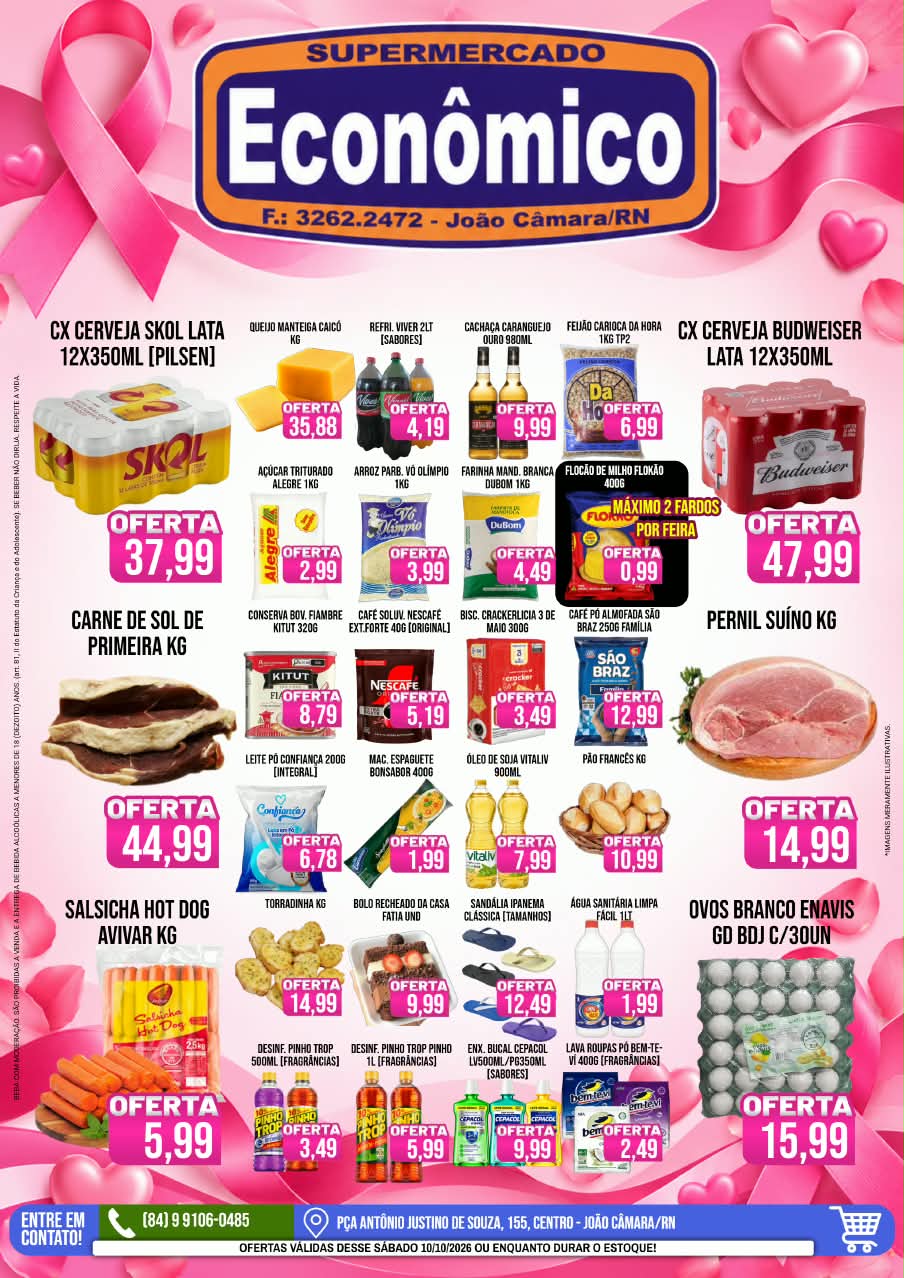 Leia mais sobre o artigo Confira os encartes de Ofertas do Outubro Rosa do Supermercado Econômico para este final de semana